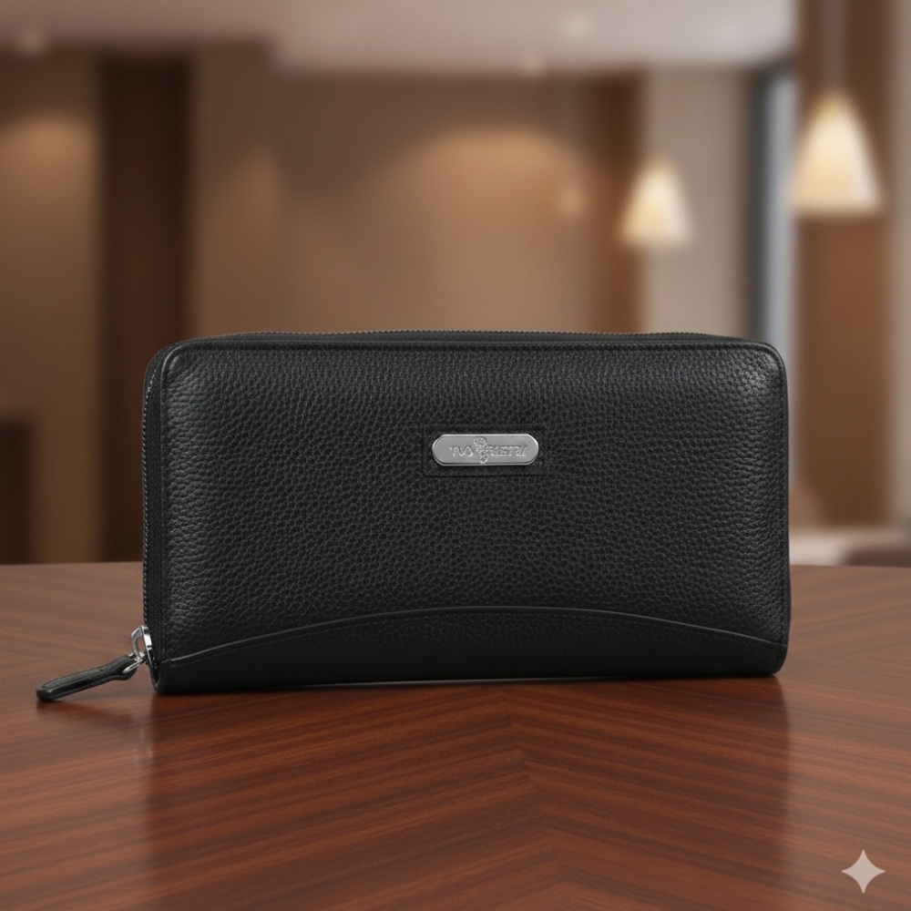 Two Pretty Handcrafted Black Zippered Wallet